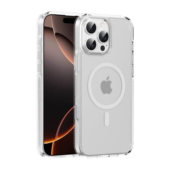 Magnetic for iPhone 16 Pro Max Case, [Compatible with MagSafe] Shockproof Protective Ultra Slim Transparent Anti-Scratch Anti-Fingerprint Phone Case Cover with Touchscreen Button, Clear