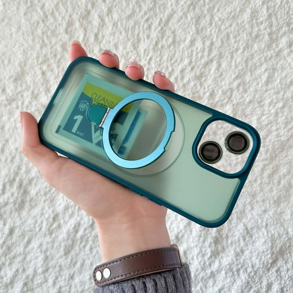 Magnetic for iPhone 16 Pro Max Case with Kickstand [Compatible with MagSafe],Shockproof Magnetic Kickstand Slim Translucent Phone Cover for iPhone 16 Pro Max Case with Ring Stand, Green