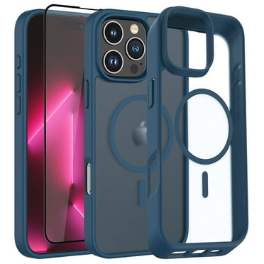 Magnetic for iPhone 16 Pro Max Case with Tempered Glass Screen Protector, Compatible with MagSafe Military Grade Drop Protection Shockproof Phone Case Rugged Cover for iPhone 16 Pro Max - Blue