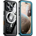thumbnail image 1 of Magnetic for iPhone 16 Pro Max Case Waterproof,Built-in Screen Protector[IP68 Underwater][Upgrade Military Dropproof][Compatible with MagSafe] Full Body Shockproof Case 6.9''-Blue, 1 of 11