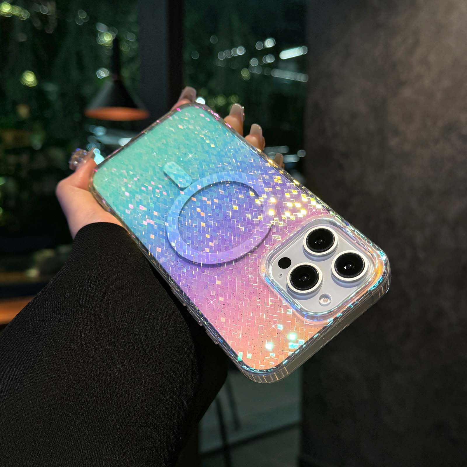 Magnetic for iPhone 16 Pro Max Case Women Girls, [Holographic Iridescent  Color Changing Effect] Fashion Slim Cute and Shockproof Anti-fall  Protective ...