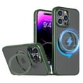 thumbnail image 1 of Magnetic for iPhone 16 Pro Max Phone Case with 360° Upgraded Rotatable Ring Stand, [Military Drop Protection] [Velvety Touch] Slim Translucent Matte Back Shockproof Anti-fall Phone Case,Green, 1 of 7