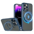 thumbnail image 1 of Magnetic for iPhone 16 Pro Max Phone Case with 360° Upgraded Rotatable Ring Stand, [Military Drop Protection] [Velvety Touch] Slim Translucent Matte Back Shockproof Anti-fall Phone Case,Blue, 1 of 7