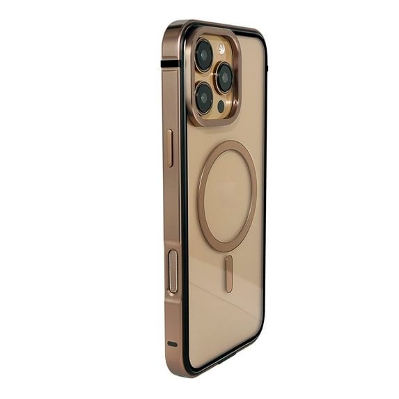 Magnetic For iPhone 16 Pro Max Phone Case,Anti-fall Metal Bumper,Transparent Back,Compatible with Mag-safe,Ultra Slim Shockproof Anti-Scratch Protection Rugged Durable Phone Case,Desert