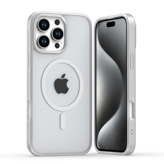 Magnetic For iPhone 16 Pro Phone Case,Anti-fingerprint Matte Skin-feel Back,Compatible with Mag-Safe,Ultra Slim Shockproof Protection Anti-fall Rugged Thin Fit Phone Case Cover,White