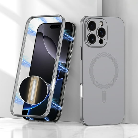 Magnetic for iPhone 16 Pro Phone Case, [Full Camera Protection] [Compatible with Magsafe] Shockproof Protective Magnetic 2-in-1 Hard PC Ultra Slim Phone Case Cover for iPhone 16 Pro,Gray
