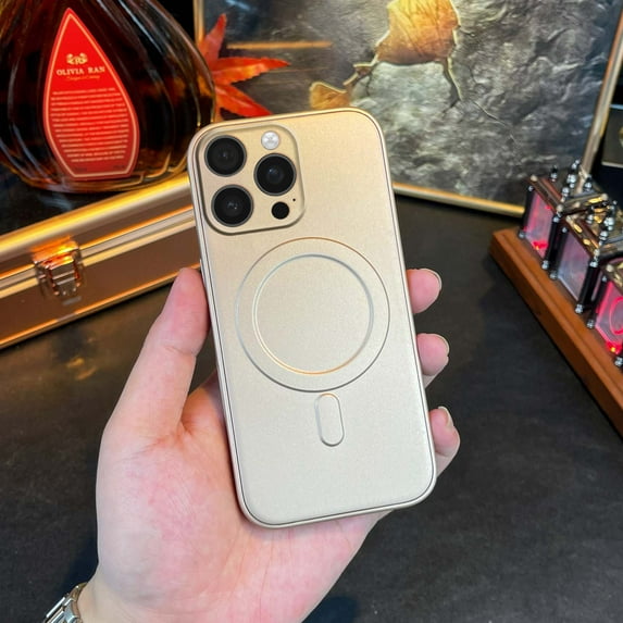 Magnetic For iPhone 16 Pro Phone Case,Ultra Slim,with Lens Film,Compatible with Mag-Safe,Dropproof Heavy Duty Tough Rugged Shockproof Thin Fit Phone Case Cover for iPhone 16 Pro,Desertgold