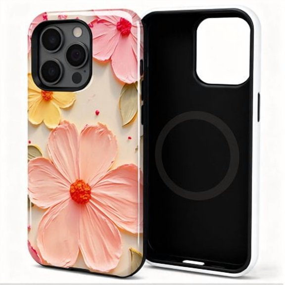 Magnetic for iPhone 16 Pro max Case (Compatible with MagSafe) (Military Grade Drop Protection)  16 Puls Lightweight Phone Case  Matte Shockproof Phone 3D impasto floral pattern