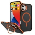 thumbnail image 1 of Magnetic for iPhone 16 Stand Case [Compatible with MagSafe] [Military Grade Drop Protection] [Lens Folded Bracket] Slim Grip Matte Shockproof with Anti-Fingerprint Phone Case,Orange, 1 of 8
