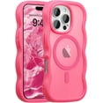 thumbnail image 1 of Magnetic for iPhone 16e Case, Compatible with MagSafe, Transparent Wave Frame Design Case Soft Edge Cover Cute Clear Matte Shockproof Protective Phone Case, Purple, 1 of 7