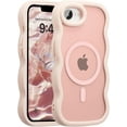 thumbnail image 1 of Magnetic for iPhone 16e Case, Compatible with MagSafe, Transparent Wave Frame Design Case Soft Edge Cover Cute Clear Matte Shockproof Protective Phone Case, Purple, 1 of 7