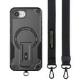 thumbnail image 1 of Magnetic for iPhone 16e Case with Crossbody Strap, [Compatible with MagSafe] Built-in Kickstand. Rugged Protection Heavy Duty Shockproof Phone Case for iPhone 16e,Black, 1 of 7