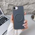 thumbnail image 1 of Magnetic For iPhone 16e Phone Case,Compatible with Mag-safe,Luxury Golden Electroplated Bumper Design,PU Leather Back Shcokproof Anti-fall Ultra Slim Rugged Phone Case,Gray, 1 of 8