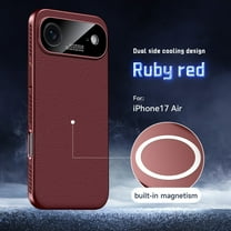 Magnetic for iPhone 17 Air PU Leather Case, Cooling Heat Dissipation [Compatible with Mag-Safe] Protective Slim Lightweight Hard PC Shockroof Phone Cover for iPhone 17 Air, Winered