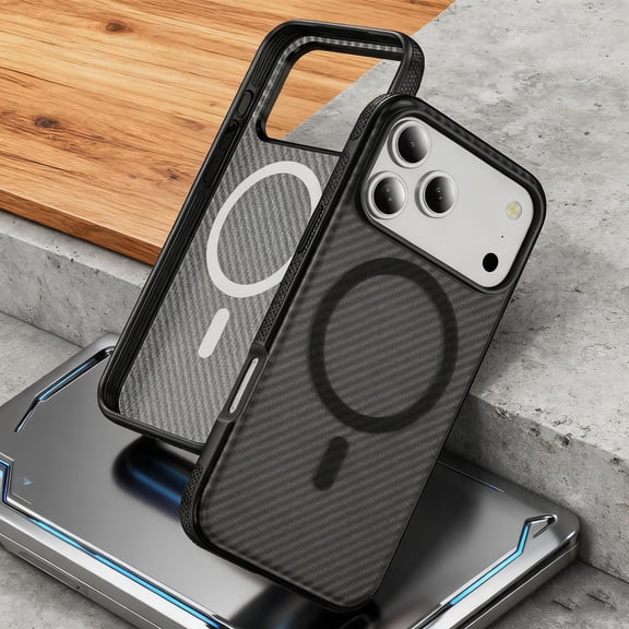 Magnetic for iPhone 17 Case Compatible with Mag-Safe, Carbon Fiber Texture Slim Lightweight Protection Cover, Shockproof Anti-Fingerprint Skin-Feel Case for iPhone 17, Gray/Black