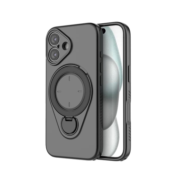 Magnetic for iPhone 17 Case, Compatible with Mag-Safe, Rotatable Kickstand Ring Holder, Shockproof Soft TPU Drop Protection Cover with Soft Microfiber Lining for iPhone 17, Black