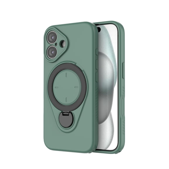 Magnetic for iPhone 17 Case, Compatible with Mag-Safe, Rotatable Kickstand Ring Holder, Shockproof Soft TPU Drop Protection Cover with Soft Microfiber Lining for iPhone 17, Green