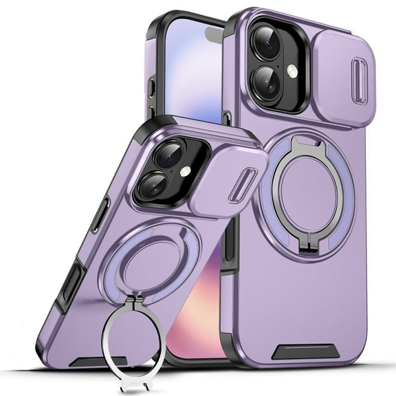 Magnetic for iPhone 17 Case [Compatible with MagSafe] [360° Rotatable Ring Holder Kickstand] [Military Grade Protection] Shockproof Slim Phone Case for iPhone 17,Purple