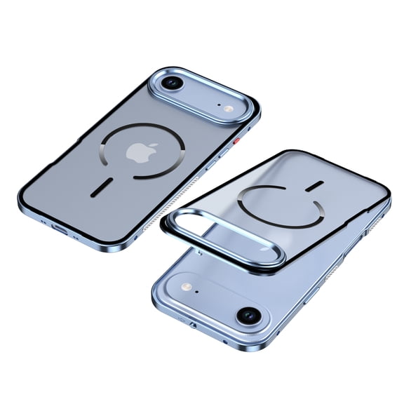 Magnetic For iPhone 17 Phone Case,2-in-1 Magnetic Design,Compatible with Mag-Safe,Metal Bumper Hard PC Back Hybrid Protection,Matte Translucent Back,Ultra Slim Shockproof Case,Lightblue