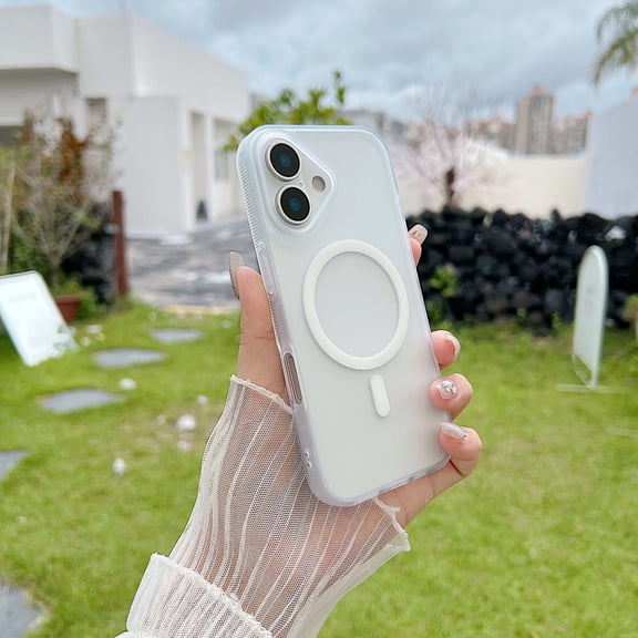 Magnetic For iPhone 17 Phone Case,Anti-fingerprint Matte Skin-feel Back,Compatible with Mag-Safe,Ultra Slim Shockproof Protection Anti-fall Rugged Thin Fit Phone Case Cover,White