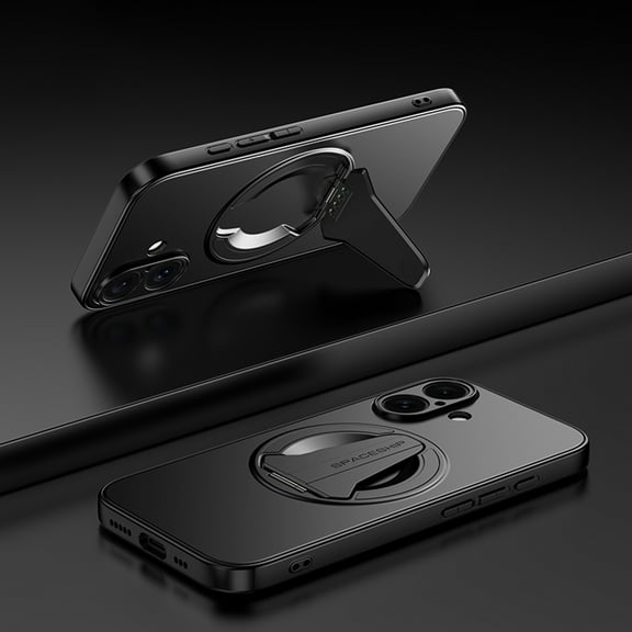 Magnetic For iPhone 17 Phone Case,Built-in Contractile Kickstand,Compatible with Mag-safe,Anti-Scratch Shckproof Anti-fall Drop Protection,Ultra Slim Rugged Durable Phone Case,Black