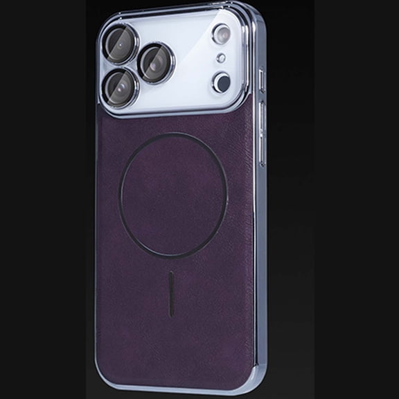 Magnetic For iPhone 17 Phone Case,Retro PU Leather Back,Anti-Scratch Shockproof Protection,Compatible with Mag-Safe,Anti-fall Ultra Slim Thin Fit Durable Rugged Phone Case,Purple