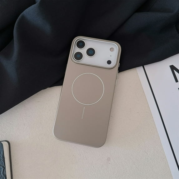 Magnetic For iPhone 17 Phone Case,Ultra Slim Shockproof Anti-Scratch Anti-fall Drop Protection,Compatible with Mag-Safe,Non-slip Lightweight Glossy Rugged Thin Fit Phone Case,Desertgold