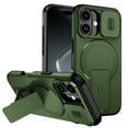 thumbnail image 1 of Magnetic For iPhone 17 Phone Case,With Contractile Kickstand,Camera Cover,Compatible with Mag-Safe,Heavy Duty Shockproof Protection Anti-fall Anti-Scratch Rugged Phone Case,Green, 1 of 8