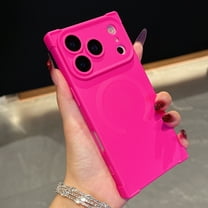 Magnetic for iPhone 17 Pro Case with Built-in Camera Lens Protector, Shockproof Silicone TPU Bumper Corners Protection Phone Cover for iPhone 17 Pro Compatible with Mag-Safe, Rose