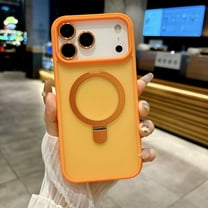 Magnetic for iPhone 17 Pro Case with Camera Lens Protector, Drop Protection Translucent Matte Slim Fit Shockproof Anti-Slip Durable Lightweight Phone Case for iPhone 17 Pro, Orange
