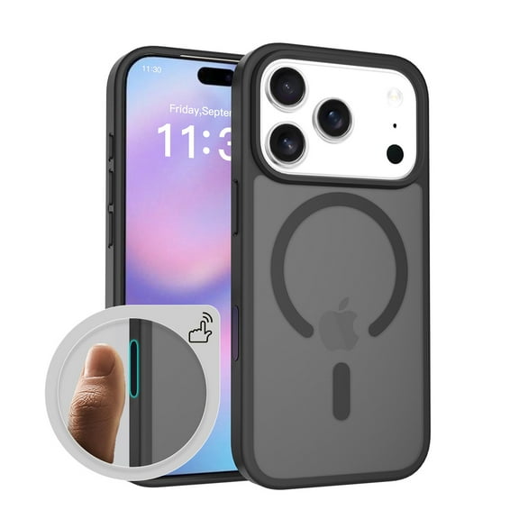 Magnetic for iPhone 17 Pro Case, Compatible with MagSafe, Drop Protection Ultra Slim Translucent Matte Shockproof Lightweight Phone Case, with Sensitive Camera Control Capture Button, Black