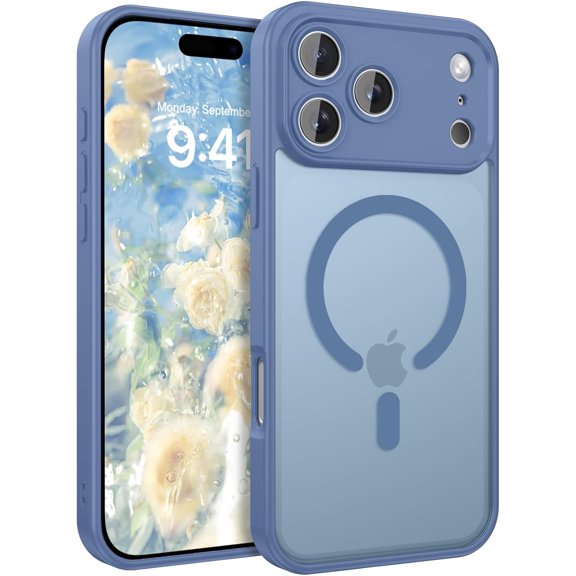 Magnetic for iPhone 17 Pro Case(Compatible with MagSafe), Full Camera Protection Slim Translucent Matte Anti-Fingerprint Anti-Scratch Shockproof, Phone Case for iPhone 17 Pro 6.3” Slate Blue
