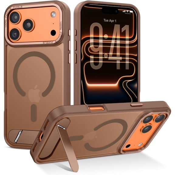 Magnetic for iPhone 17 Pro Case with Invisible Stand Kickstand [Compatible with Magsafe] Translucent Matte Phone Case iPhone 17 Pro 6.3" Slim Shockproof Women Men Cases Cover, Desert Titanium