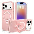 thumbnail image 1 of Magnetic for iPhone 17 Pro Case, Shock-Absorbent Anti-Fingerprint Matte Protective Back Cover with Ring Kickstand, Anti-Scratch PC+TPU Non-Slip Slim Wireless Charging Phone Case, Pink, 1 of 6