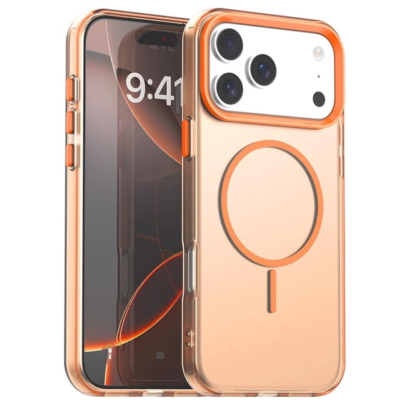 Magnetic for iPhone 17 Pro Case, Wireless Charging Support, Military Grade Drop Protection, Non-Yellowing Slim Lightweight Shockproof Phone Case Cover for iPhone 17 Pro, Orange