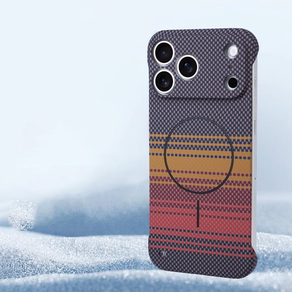 Magnetic for iPhone 17 Pro Frameless Case,  Slim Borderless Fiber Texture Hard Protective Case Support Wireless Charging, Shockproof Anti-Scratch Cover for iPhone 17 Pro, Yellow