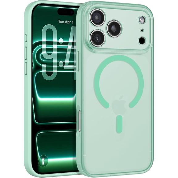 Magnetic for iPhone 17 Pro Max Case 2025 [Compatible with Magsafe] [Full Camera Wrapped] Translucent Matte Phone Case iPhone 17 Pro Max Slim Thin Shockproof Women Men Protective Cases, Green