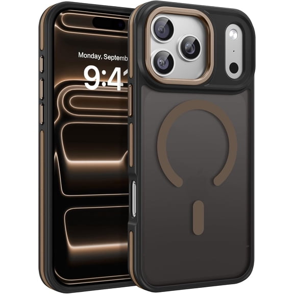 Magnetic for iPhone 17 Pro Max Case 2025 [Compatible with Magsafe] [Military-Grade Protection] Matte Women Men Anti-Slip Shockproof Phone Cases for 17 Pro Max 6.9", Desert Titanium/Black