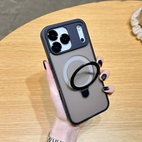 Magnetic for iPhone 17 Pro Max Case with Kickstand [Compatible with MagSafe], Shockproof Magnetic Kickstand Slim Translucent Phone Cover for iPhone 17 Pro Max Case with Ring Stand, Black