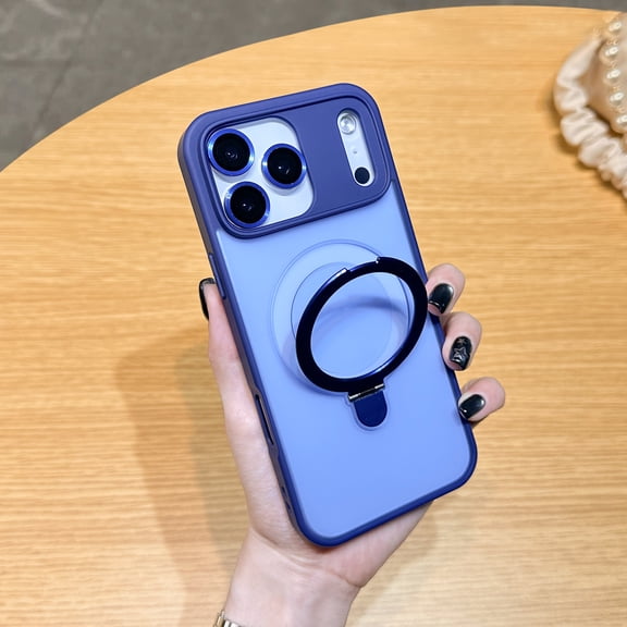 Magnetic for iPhone 17 Pro Max Case with Kickstand [Compatible with MagSafe], Shockproof Magnetic Kickstand Slim Translucent Phone Cover for iPhone 17 Pro Max Case with Ring Stand, Darkblue