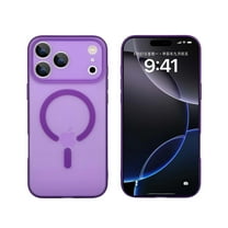 Magnetic For iPhone 17 Pro Max Phone Case,Compatible with Mag-safe,Ultra Slim Shockproof Anti-Scratch Protection,Matte Transparent Back Design,Lightweight Thin Fit Phone Case Cover,Purple