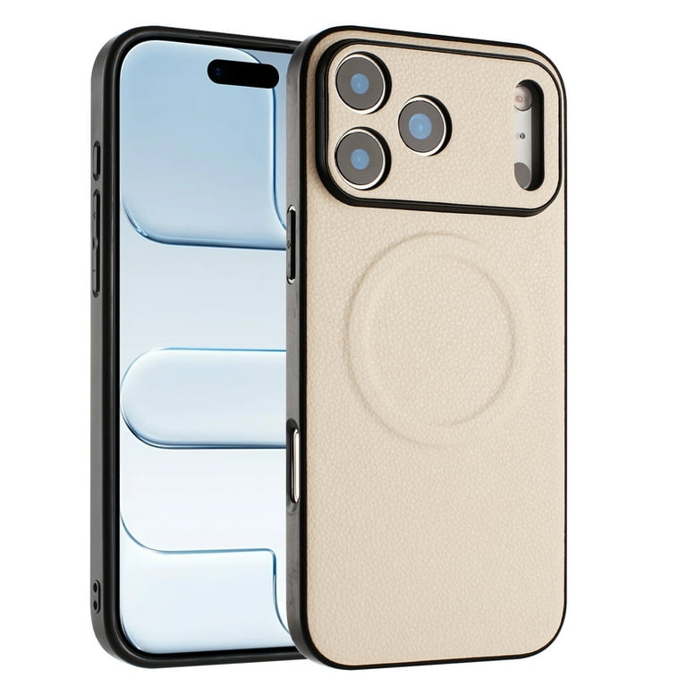 Magnetic For iPhone 17 Pro Max Phone Case,Lychee Pattern PU Leather Back  Design,Compatible with Mag-safe,Ultra Slim Anti-Scratch Anti-fall  Protection ...