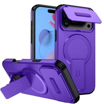 Magnetic For iPhone 17 Pro Max Phone Case,With Contractile Kickstand,Camera Cover,Compatible with Mag-Safe,Heavy Duty Shockproof Protection Anti-fall Anti-Scratch Rugged Phone Case,Purple