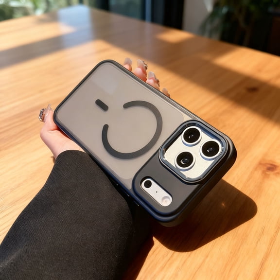 Magnetic For iPhone 17 Pro Phone Case,Anti-fingerprint Matte Translucent Back,Compatible with Mag-Safe,Anti-Slip Ultra Slim Shockproof Anti-fall Drop Protection Rugged Phone Case,Black