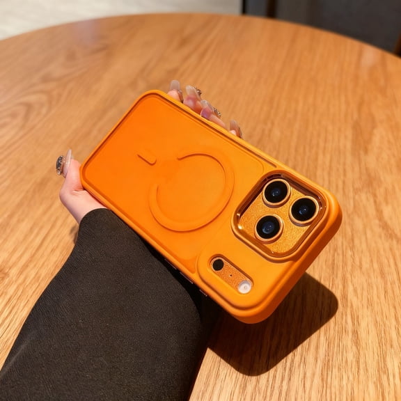 Magnetic For iPhone 17 Pro Phone Case,Anti-fingerprint Matte Translucent Back,Compatible with Mag-Safe,Anti-Slip Ultra Slim Shockproof Anti-fall Drop Protection Rugged Phone Case,Orange