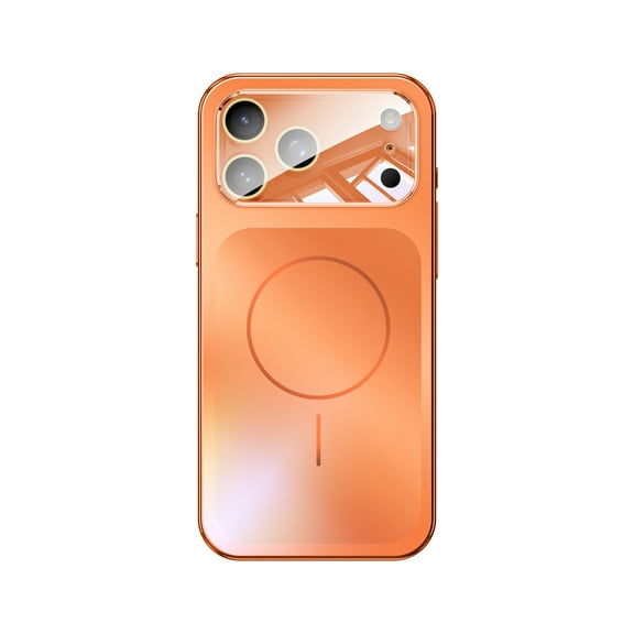 Magnetic For iPhone 17 Pro Phone Case,Built-in Lens Protector,Compatible with Mag-Safe,Ultra Slim Glossy Durable Shockproof Protection,Rugged Anti-fall Thin Fit Phone Case Cover,Orange