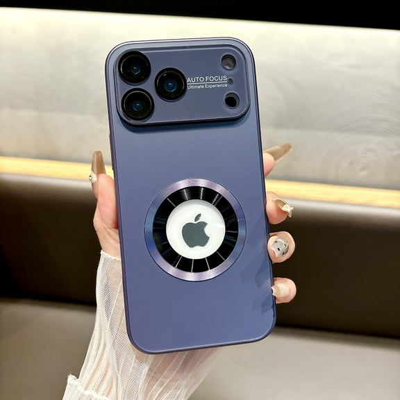 Magnetic For iPhone 17 Pro Phone Case,Compatible with Mag-safe,Built-in Lens Protector,Logo View Design,Ultra Slim Glossy Shockproof Anti-Fall Drop Protection Rugged Phone Case,Purple