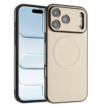 Magnetic For iPhone 17 Pro Phone Case,Lychee Pattern PU Leather Back Design,Compatible with Mag-safe,Ultra Slim Anti-Scratch Anti-fall Protection Shockproof Thin Fit Phone Case,White