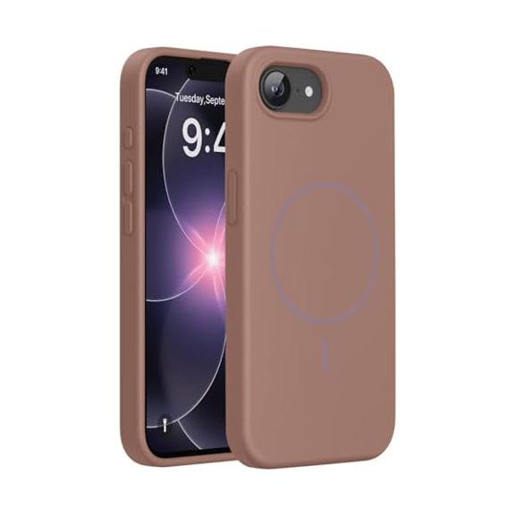 Magnetic for iPhone 17e Case & iPhone 16e Case, [Soft Anti-Scratch Microfiber Lining], Compatible with MagSafe, Silicone Shockproof Protection Phone Case for iPhone 17e/16e, Chocolate