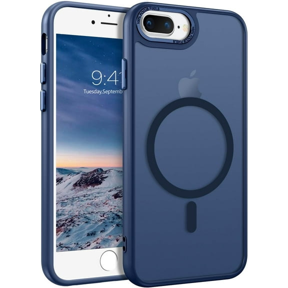 Magnetic for iPhone 8 Plus Case/iPhone 7 Plus Case Compatible with Magsafe Translucent Matte Slim Anti-Scratch Military Grade Protective Phone Case for iPhone 8 Plus/iPhone 7 Plus, Navy Blue